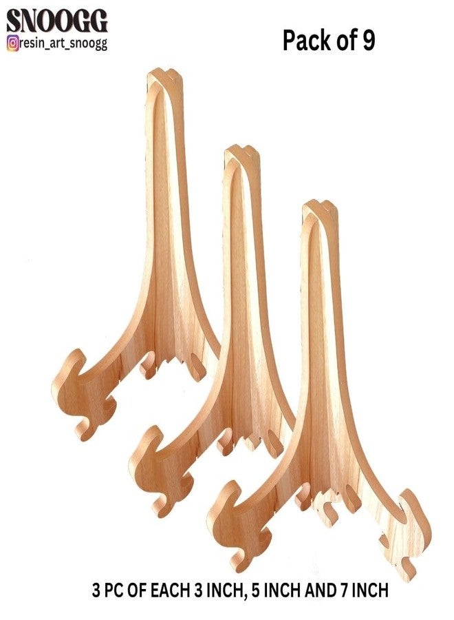 SNOOGG Pack of 9 MDF Interlocking Easel with 3 Piece Each 3, 5, 7 Inch Plate Holder Display Stand, Wooden Picture Frame Stand, Decorative Table Top Easels for Display - Image 2